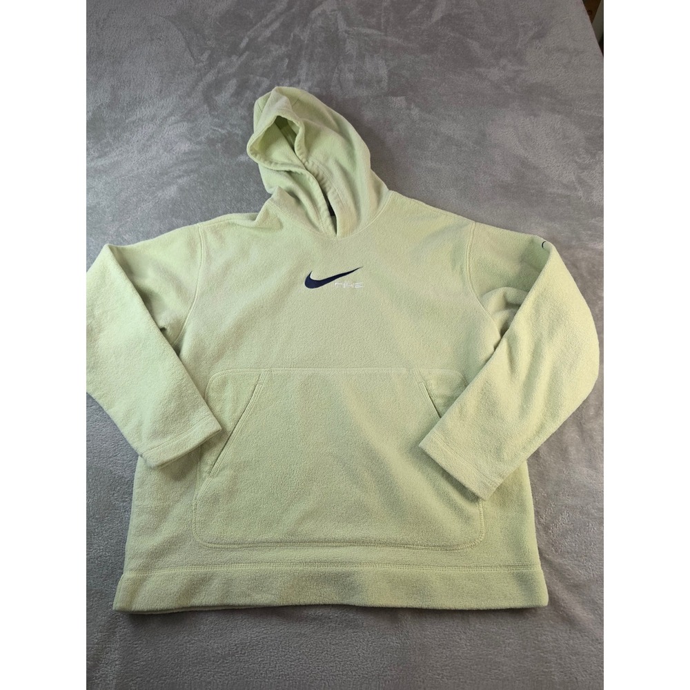 Nike Fleece Hoodie Mens Large Lime Green Embroidered Swoosh Pullover